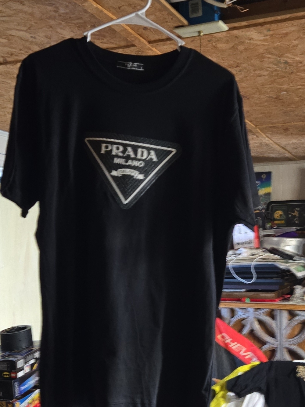 Prada Triangle Logo T-Shirt Tee in Black Large Like New